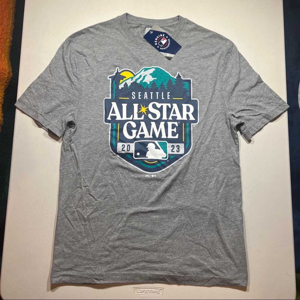 Majestic 2023 MLB Seattle All Star Game Logo T-Shirt Gray | NWT Size M-XXL